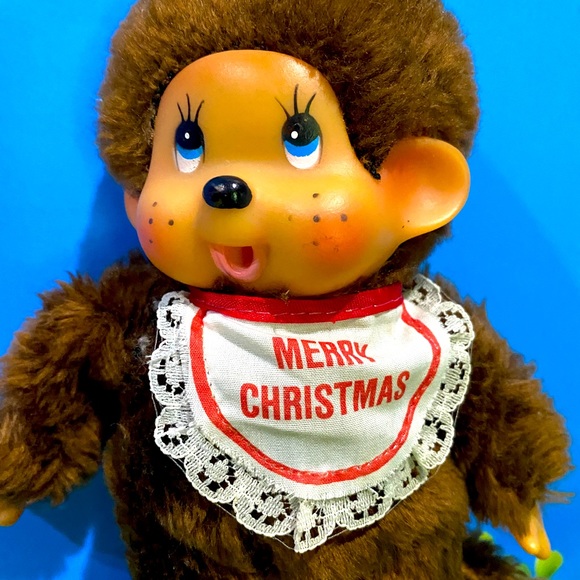 RUSS BERRIE VTG 1977 MONKEY CHIMP THUMKEY MERRY CHRISTMAS BROWN MONKEY & BANANA - Picture 2 of 11